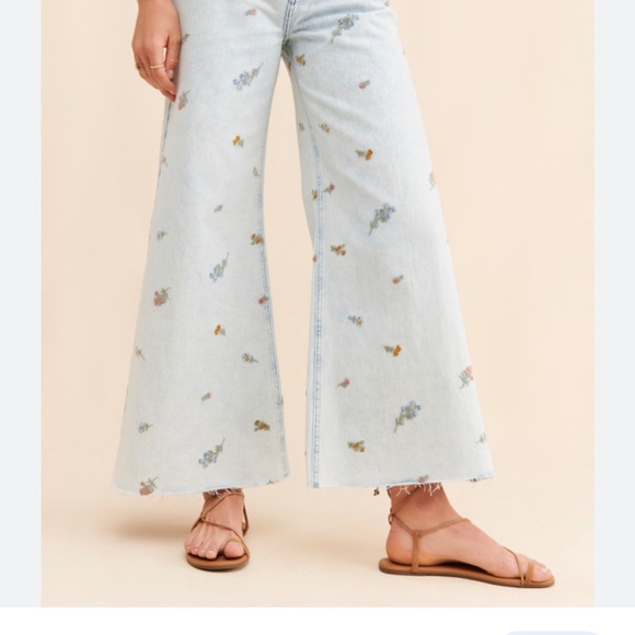 DRIFTWOOD | Floral Embroidered Gaucho Wide Leg Jeans - Picture 2 of 11